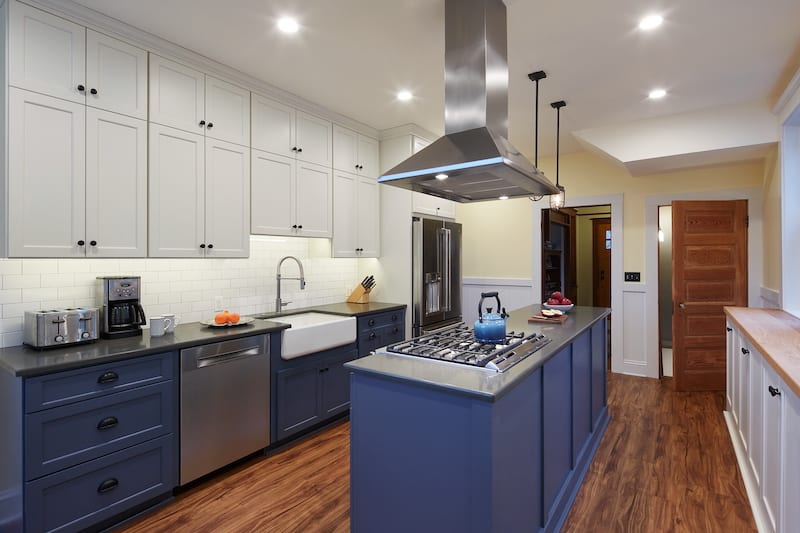 SE Southeast Portland Kitchen Remodel Blue Cabinets